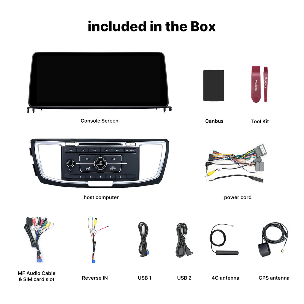 Youducar 12.3" Android Car Stereo for Honda Accord 9th Gen 2013-2017 – Wireless CarPlay, Android Auto & GPS Navigation