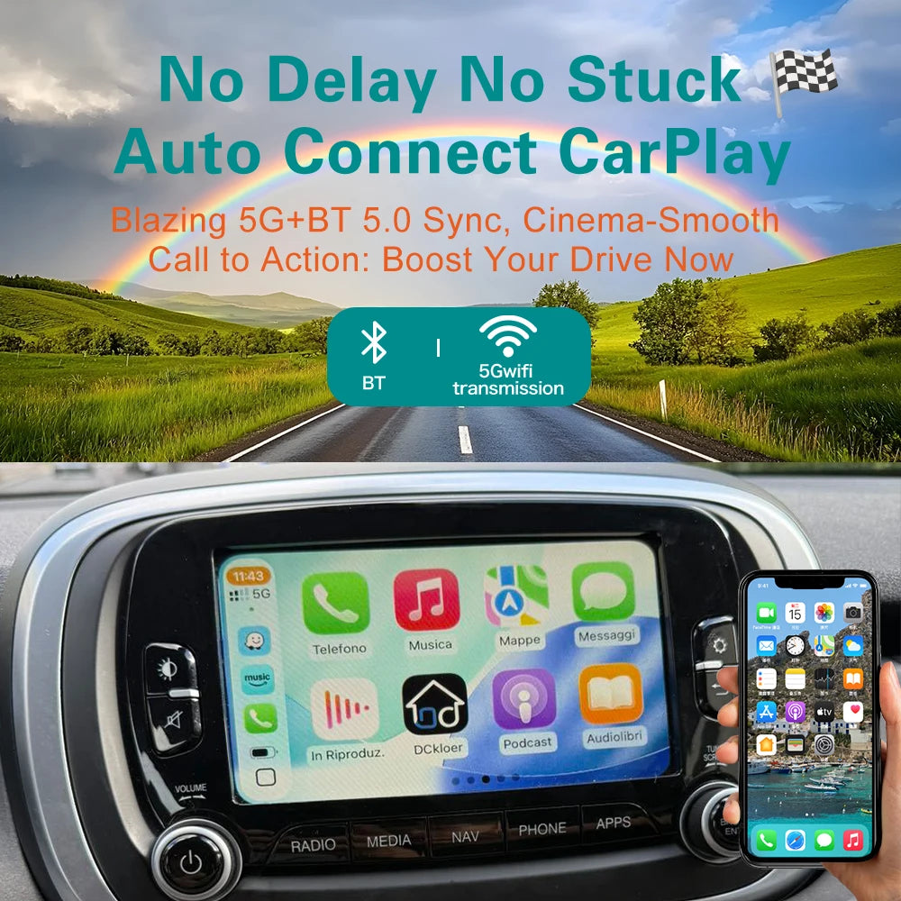 Wireless MMI Carplay Smart Box for Fiat 500X 2014-2017 GPS Navigation Android Auto Mirror Link Smart Box Plug and Play