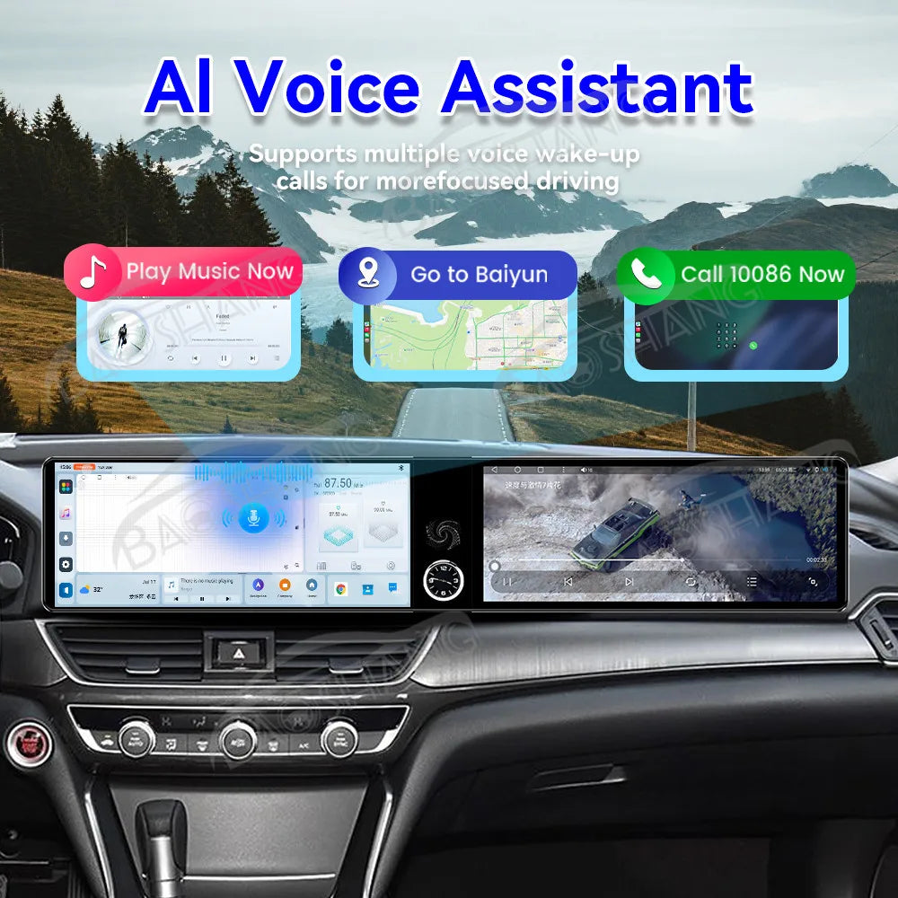 Baoshang Dual 12.3" Android 13 Car Stereo for Honda Accord & Insight 2018-2022 – Wireless CarPlay, GPS Navigation & Voice Control