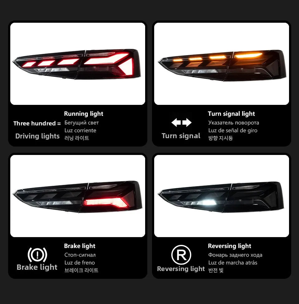 For 2017-2020 Audi A5 RS5 Style Modified Tail Light Assembly, LED Lens, 30W 12V DRL & Sequential Turn Signals