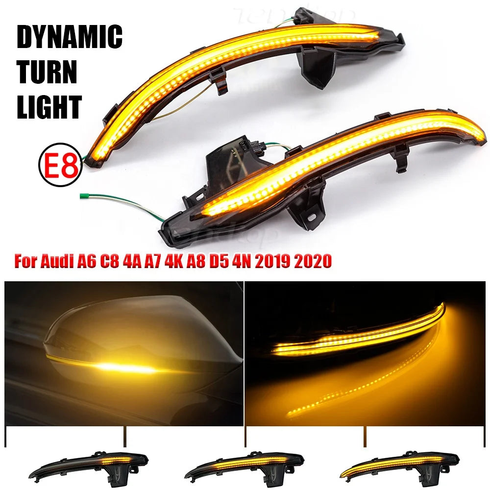 Dynamic LED Mirror Turn Signal Lights for Audi A6 C8, A7 4K &amp; A8 D5 (2018+) – Sequential Indicator Upgrade
