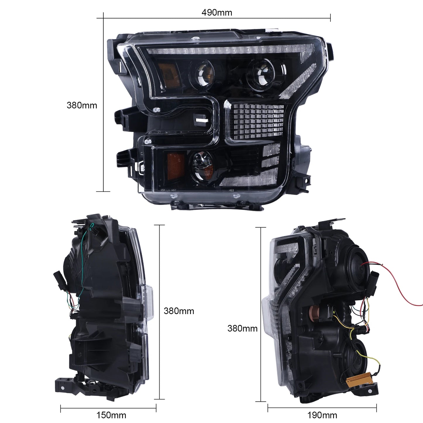 LOYO LED Headlights for Ford F-150 2015-2017 – Start-Up Animation, DRL & Sequential Turn Signals