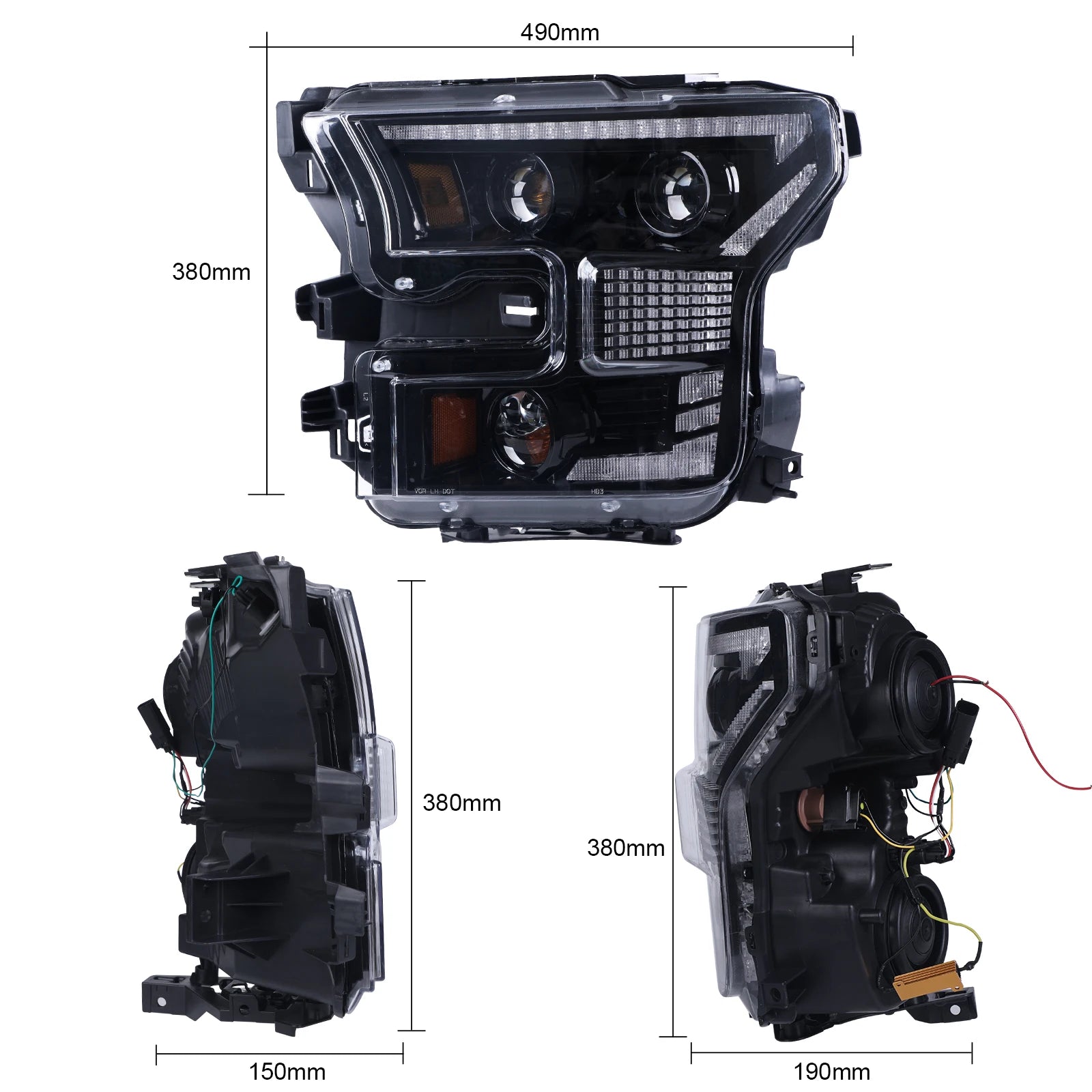 LOYO LED Headlights for Ford F-150 2015-2017 – Start-Up Animation, DRL & Sequential Turn Signals