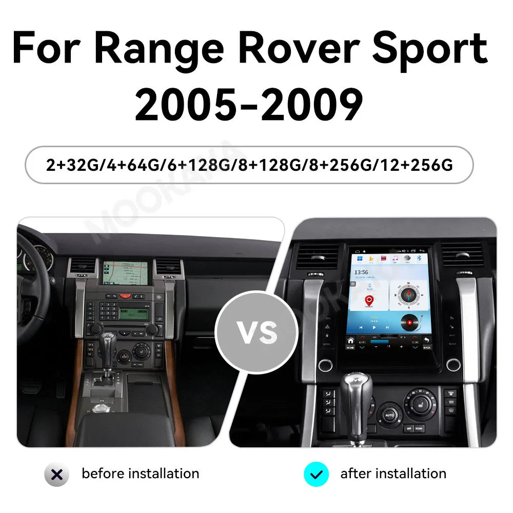 Mookaka 12.1-inch vertical-screen Android car stereo for Range Rover Sport 2005–2009 – image 2