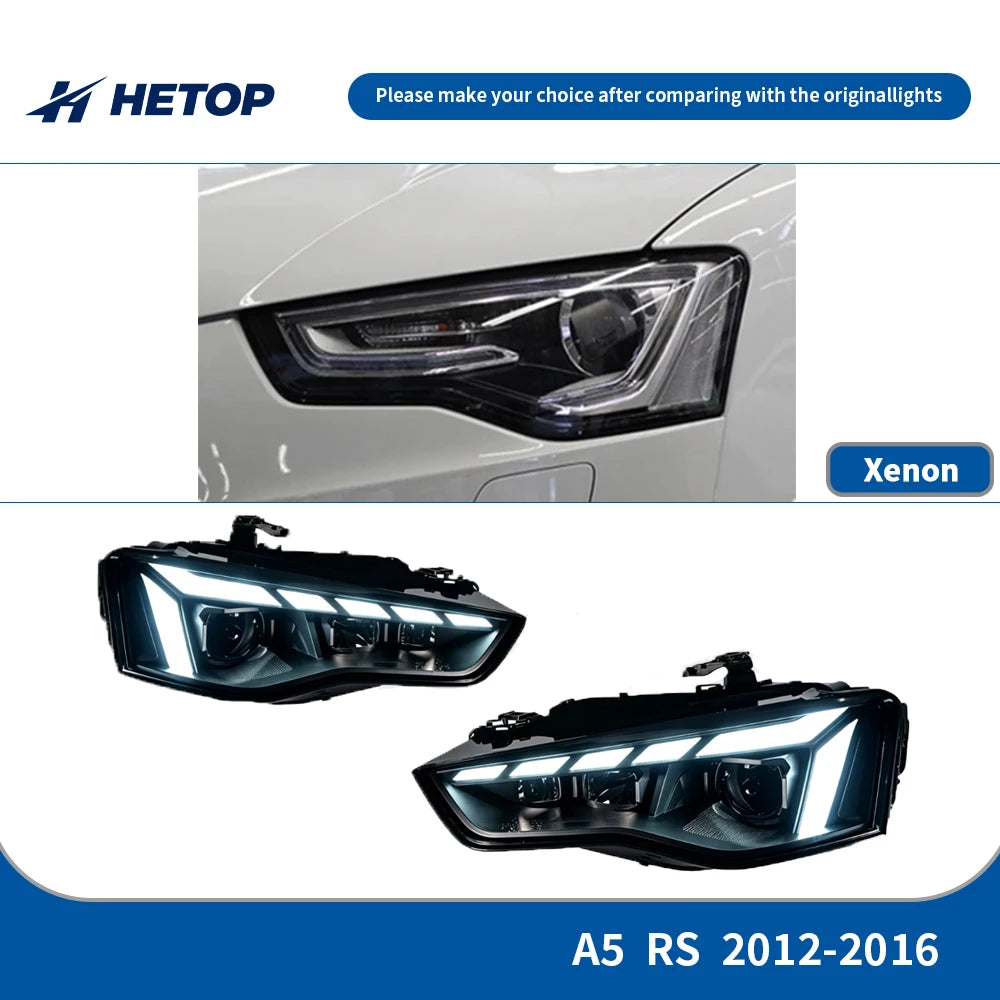 HETOP RS Style LED Matrix Headlights for Audi A5 (2012–2016) – Plug &amp; Play with DRL &amp; Angel Eye
