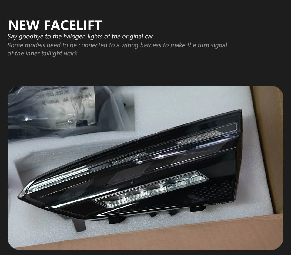 For 2017-2020 Audi A5 RS5 Style Modified Tail Light Assembly, LED Lens, 30W 12V DRL & Sequential Turn Signals