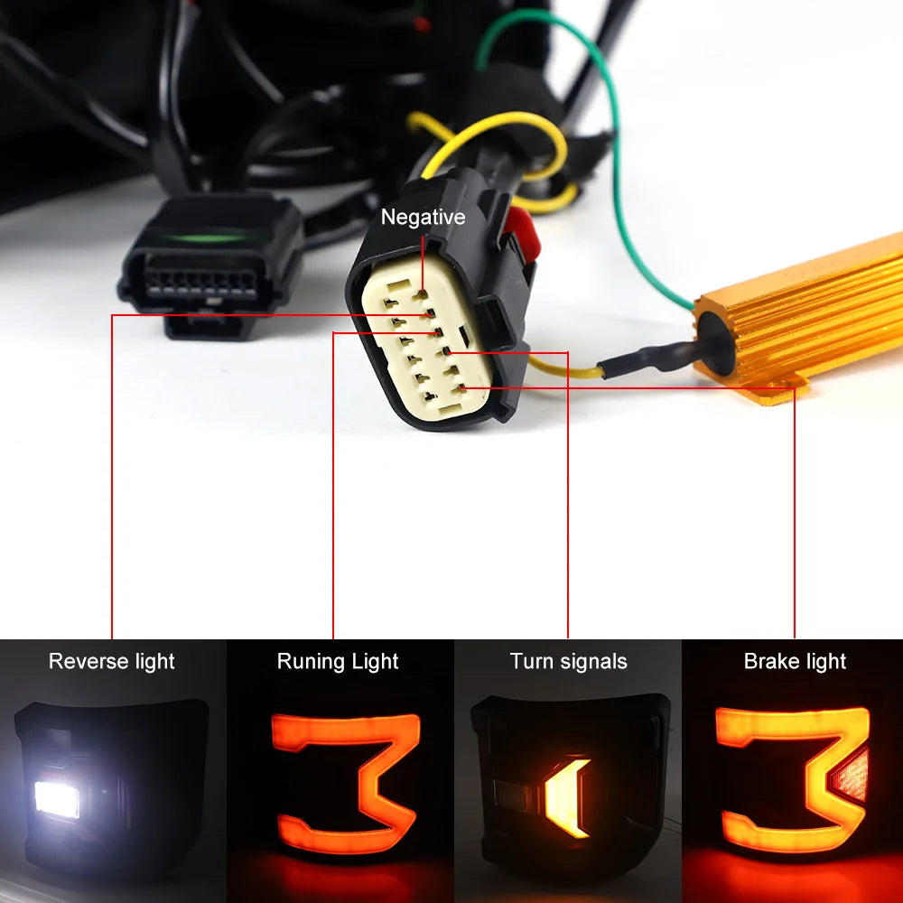 EU Version Flush Mount LED Tail Lights for Jeep Gladiator JT 2020-2024 – Rear Brake, Reverse & Turn Signal Lamps