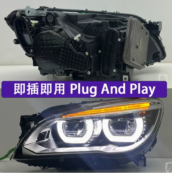 Modified LED Headlight Assembly Angel Eye DRL for BMW 7 Series F01 F02 2009-2015 Projector