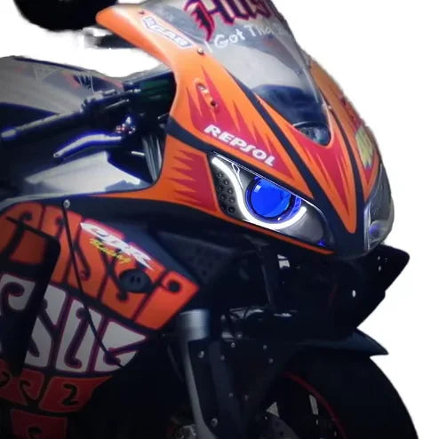 LED Optical Fiber Headlight Assembly for Honda CBR1000RR 2004-2007 – Dual Lens Headlamp with Integrated Turn Signals