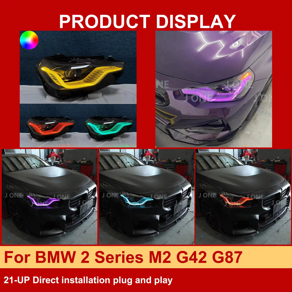 PLD Hot Selling Led Car Light Drl Rgb Colour Control by Phone Headlight for BMW 2 Series M2 G42 G87 2021-UP Headlights