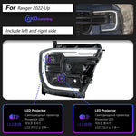 LED Headlight Assembly Upgrade with DRL & Sequential Turn Signal for Ford Ranger Raptor 2022-2024
