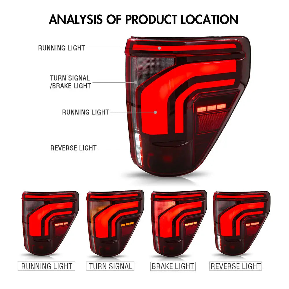 RSJ LED Tail Lights for Ford F-150 2021-2025 – Dynamic Brake Lights & Turn Signals
