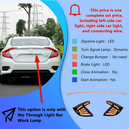 LED Dynamische Rücklichter für Honda Civic X 2016-2021 – Premium Rücklicht-Upgrade für FC, FK7 & FK8 Modelle