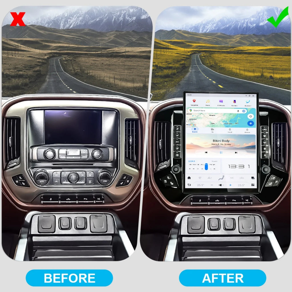 NaviHua Auto Stereo Upgrade GPS Navigation Head Unit Carplay Multimedia Audio Tesla for GMC Sierra Chevrolet Silverado 2014-2019