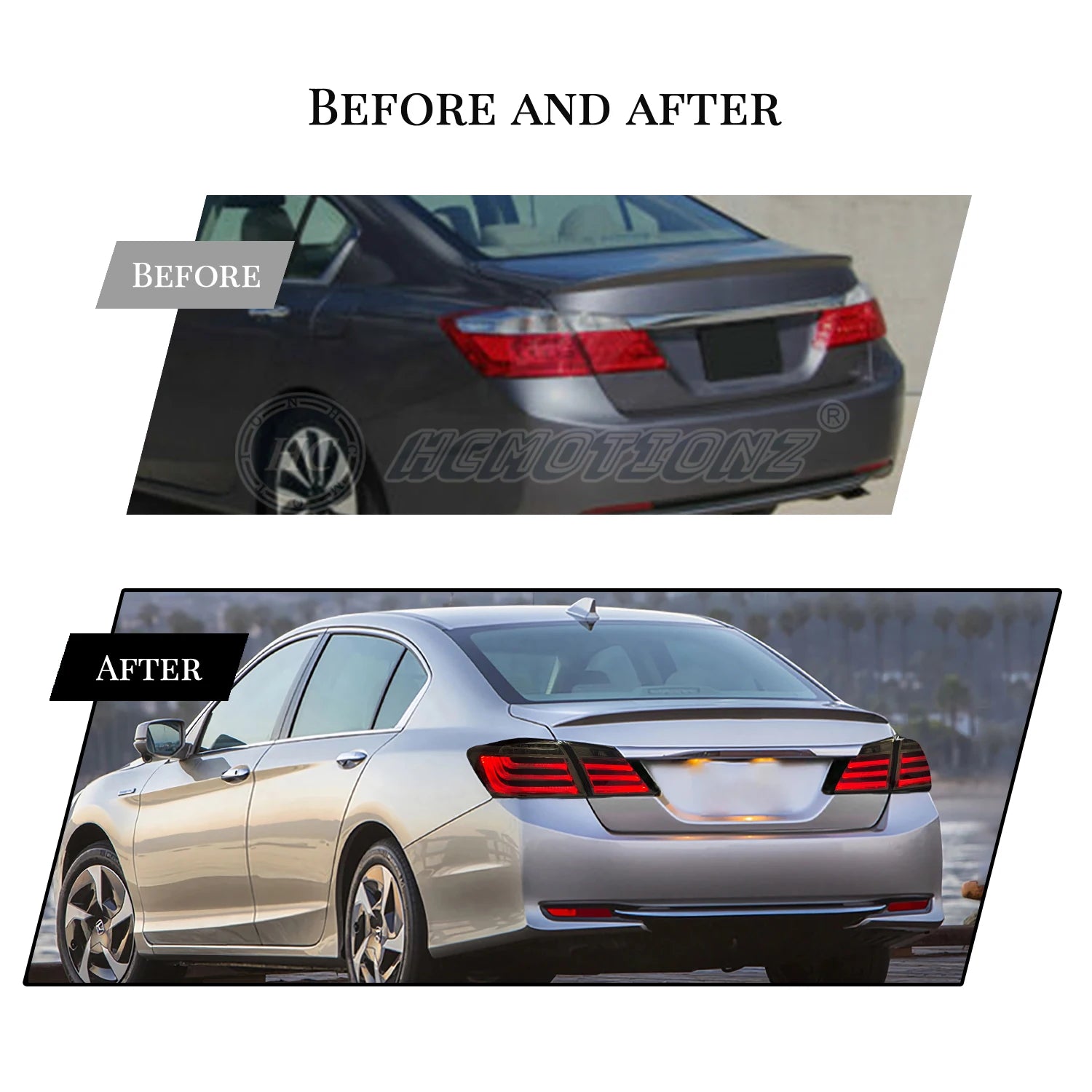 HCMOTIONZ LED Tail Lights for Honda Accord 9th Gen 2013-2015 – Smoke Lens Rear Lamp Assembly with DRL