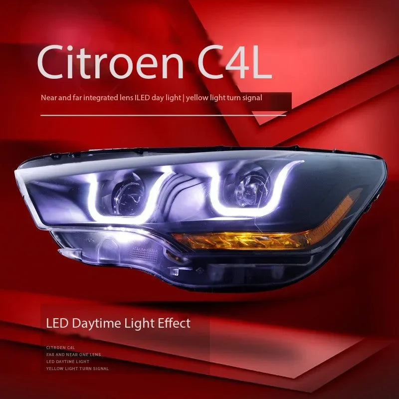 Car Headlamp Headlights Modified LED Head Lamp Head Light Daytime Running Lights for Citroen C4L 2013-2016
