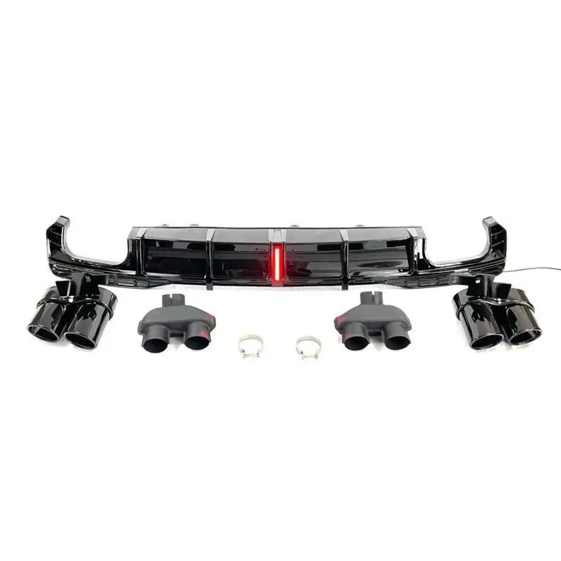 Gloss Black Rear Diffuser with LED Light for Audi A7 &amp; S7 C8 (2019-2025)