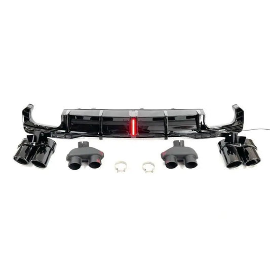Gloss Black Rear Diffuser with LED Light for Audi A7 &amp; S7 C8 (2019-2025)