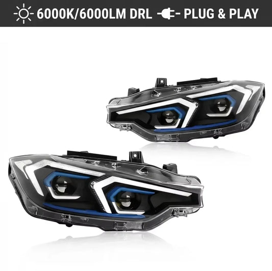 Samortt LED Headlights for BMW F30 & F35 (2013–2018) | Double-Hook DRL Design