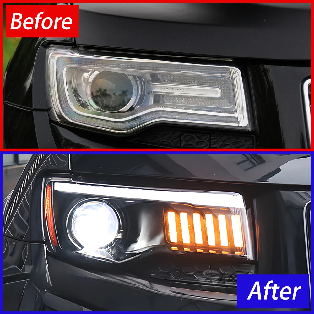 For Jeep Grand Cherokee 2014-2021 Car Front Lamps Dynamic 3 Projector LED Auto Headlights Assembly New 6500k Color Auto Accessor