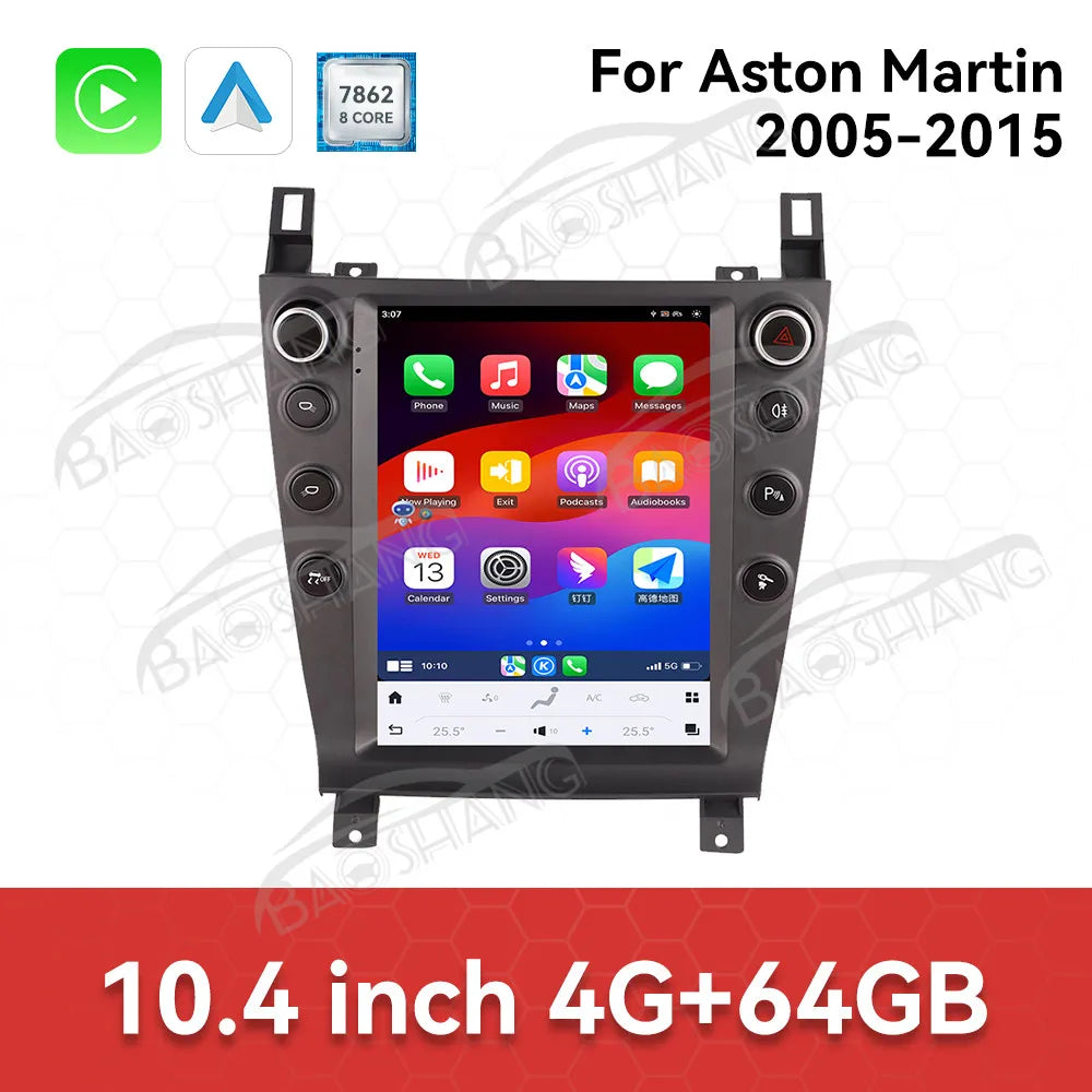 10.4" Android 14 Multimedia Navigation System with Wireless CarPlay for Aston Martin (2005-2015)
