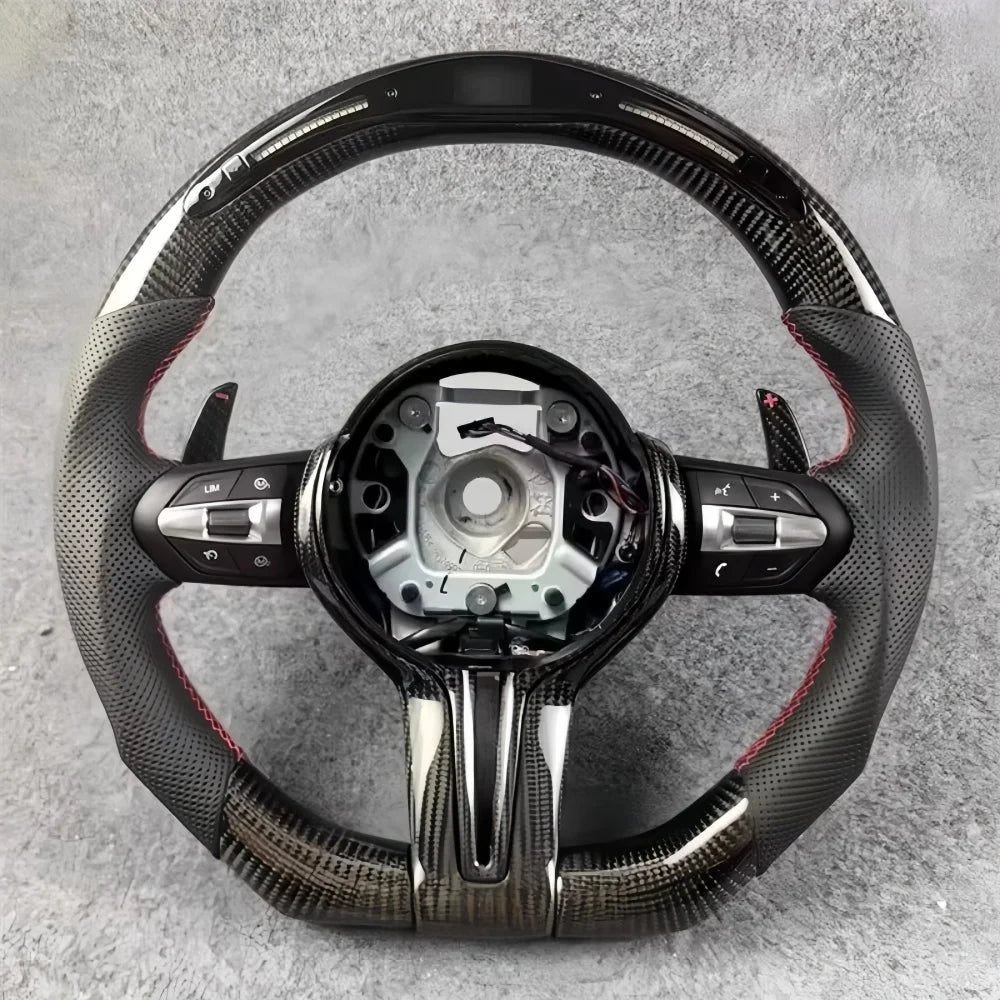 For BMW E92 E90 E70 E71 F10 F20 F30 F22 F45 F06 F12 F13 F02 M3 M5 F40 Hot Performance LED Leather Carbon Fiber Steering Wheel