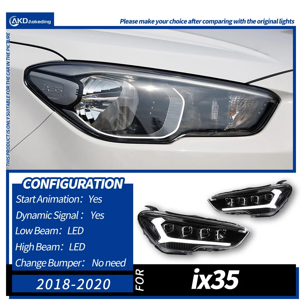 Car Lights for Hyundai IX35 Headlight Projector Lens Tucson Dynamic Signal Head Lamp LED Headlights Drl Automotive Accessory