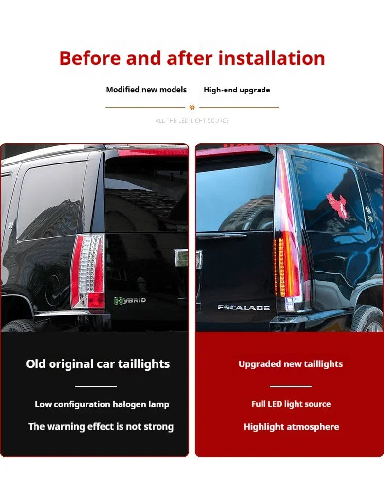 FT Car Lights for Cadillac Escalade Taillights 2007-2014 LED Tail Lamp Dynamic Turn Signal Light Car Taillights Assembly