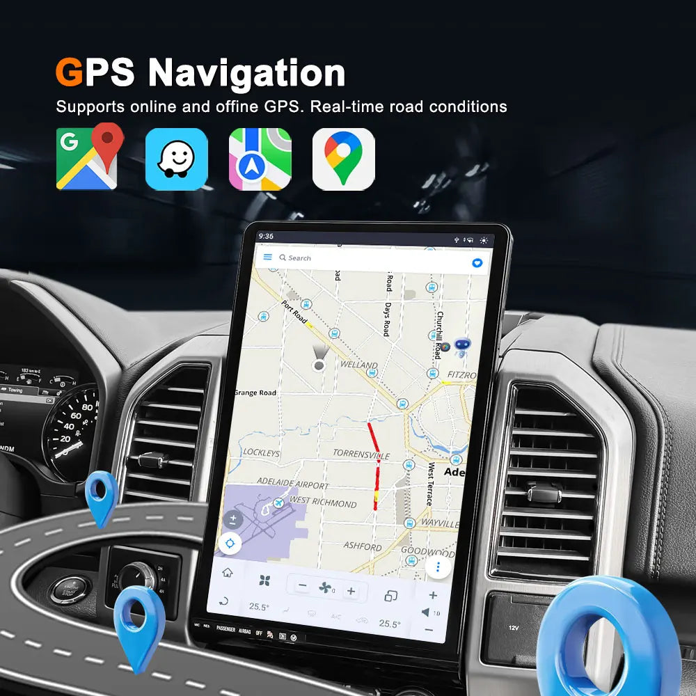 16.8-Inch Tesla Style Android Head Unit for Ford F-150 2015-2020 – Wireless CarPlay & Android Auto