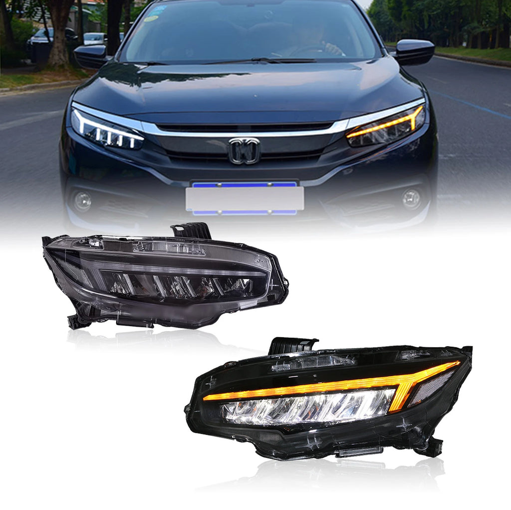 RSJ RGB LED Headlights for Honda Civic 2016-2021 – Dynamic DRL, Start-Up Animation & Sequential Turn Signals
