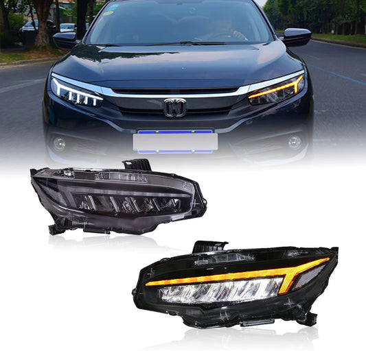 RSJ RGB LED Headlights for Honda Civic 2016-2021 – Dynamic DRL, Start-Up Animation & Sequential Turn Signals