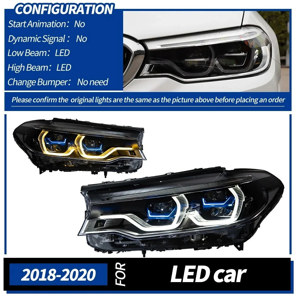 G30 Headlight 5 Series 2018-2020 Dual Color Version Upgrade Lamp Ikon LED Auto DRL Signal Spoon Head Lamp for Bmw