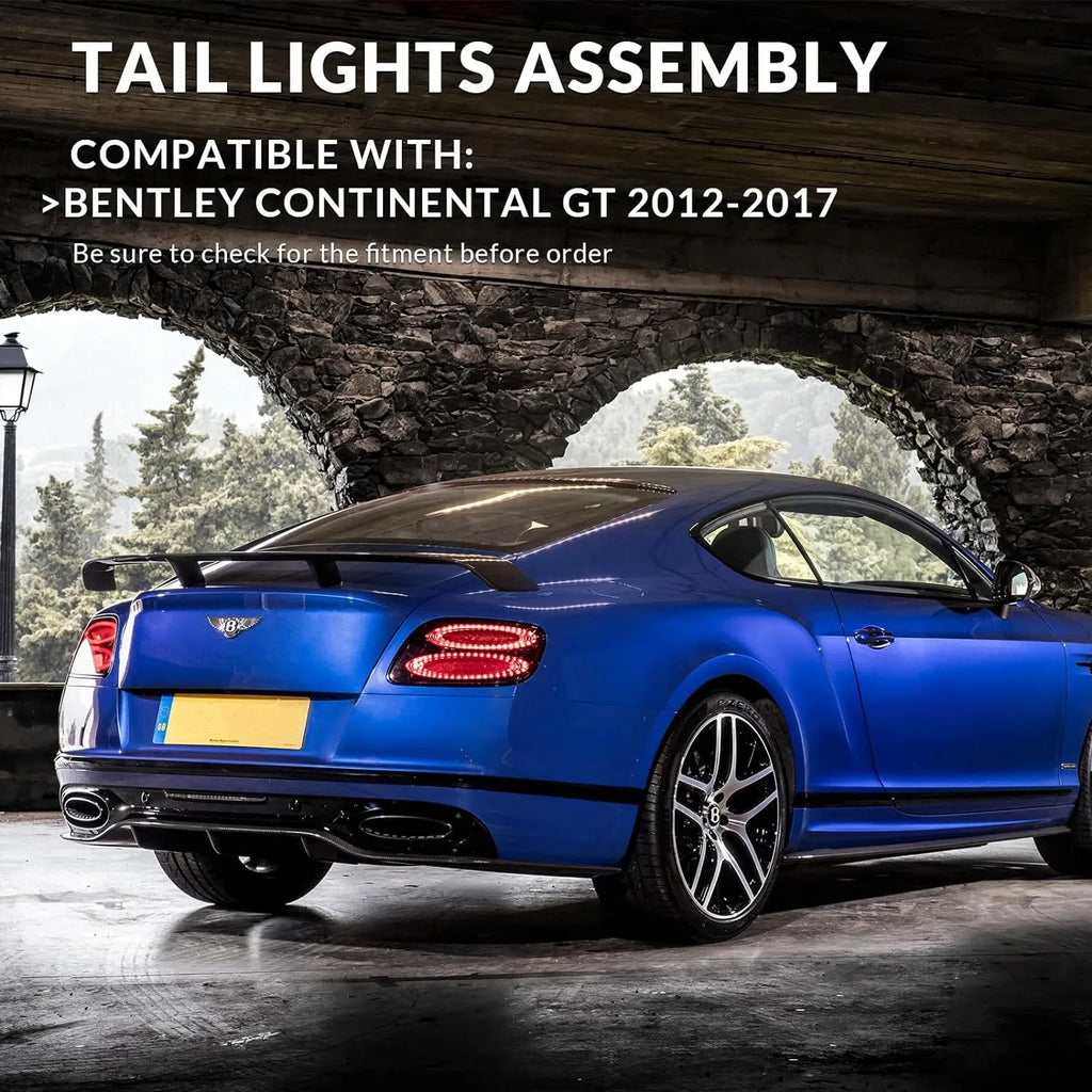 Black LED Rear Tail Light Assembly for Bentley Continental GT (2012–2017) | Left &amp; Right Replacement Set