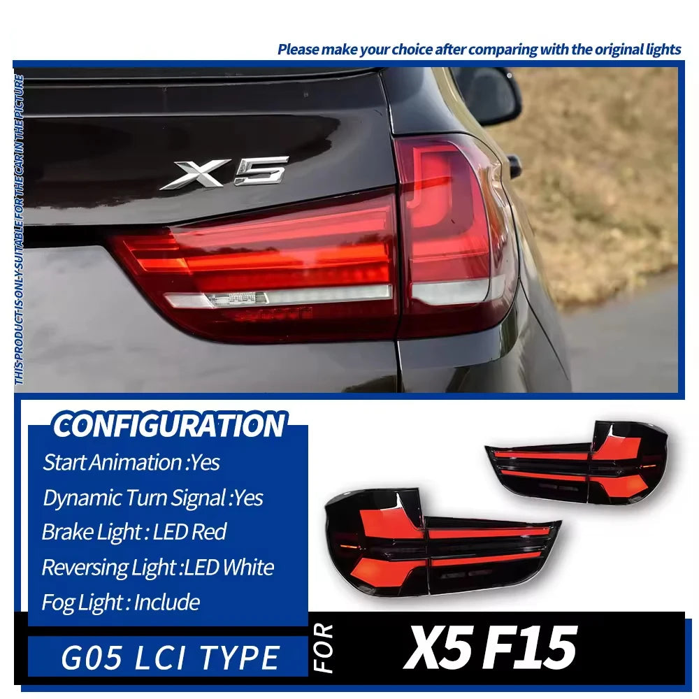 Full LED Tail Light for BMW X5 F15 2014-2018 Rear Lamp Assembly with Sequential Turn Signal  Rear Light Auto Lighting System