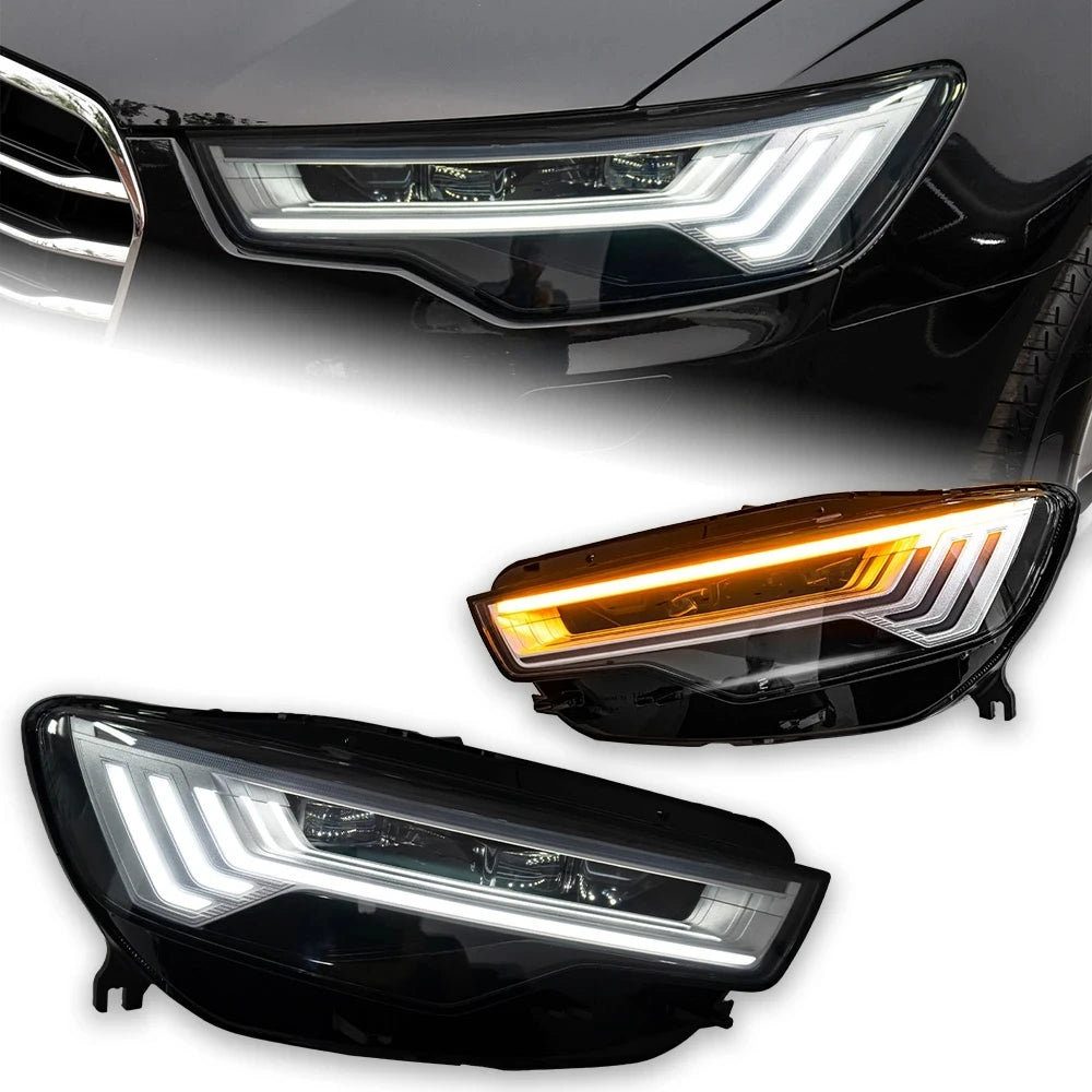 C8 Style LED Headlights for Audi A6 C7 (2012–2018) – Dynamic DRL &amp; Sequential Turn Signal Upgrade
