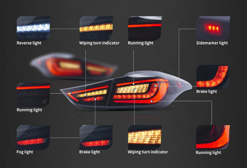 VLAND LED Tail Lights for Hyundai Elantra 2011-2018 – Sequential Turn Signals & Premium Rear Lamp Upgrade