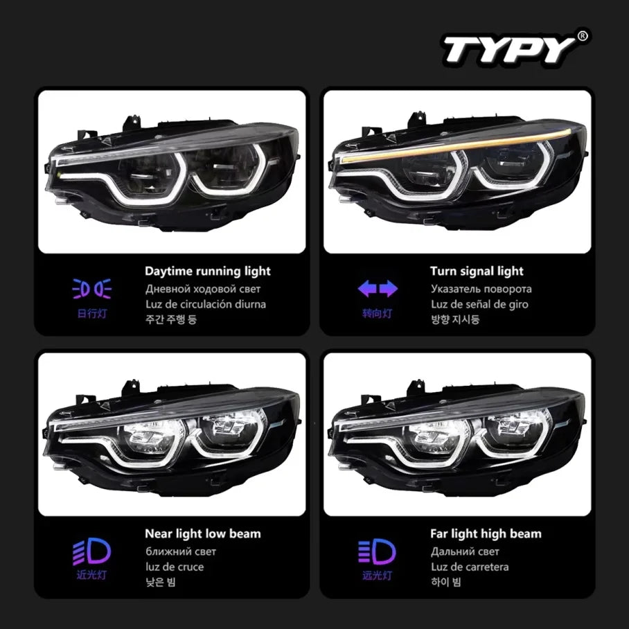 Super Bright LED Headlights for BMW F32, F33, F36 &amp; F80 (2012–2019) | Sequential DRL Upgrade