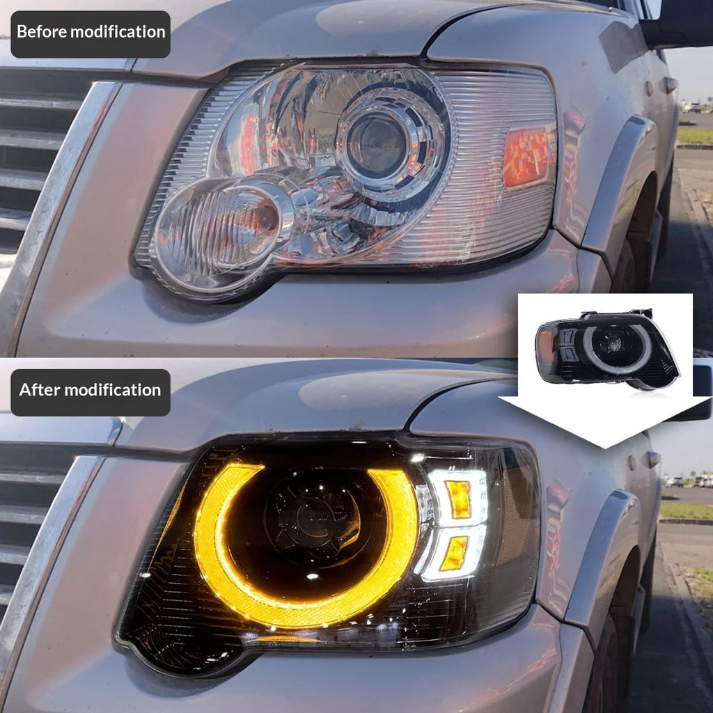 TYPY LED Headlights for Ford Explorer 2006-2010 – Defender Style Headlight Assembly with DRL &amp; Turn Signals