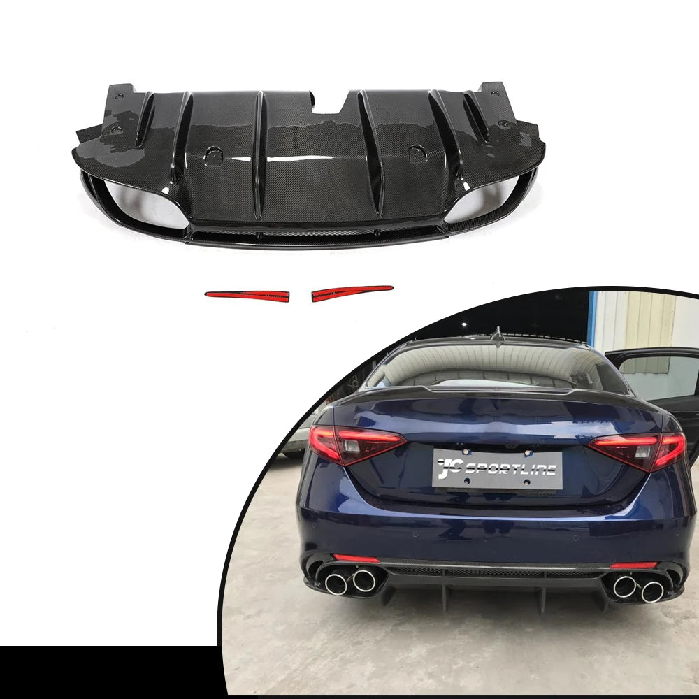 Carbon Fiber Rear Bumper Diffuser Lip Spoiler for Alfa Romeo Giulia Quadrifoglio (2017–2020)