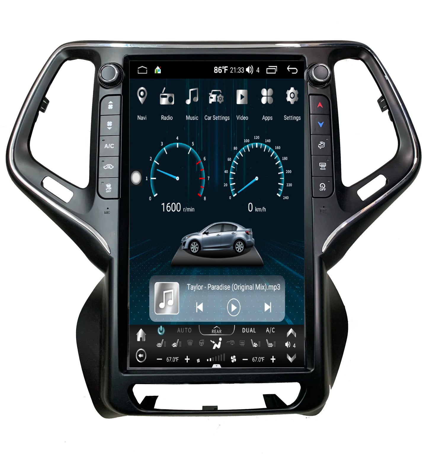 13.6" Android Wireless 4G Carplay Vertical Touch Screen Navigation GPS Car Stereo for Jeep Cherokee 2014 2015 - 2021