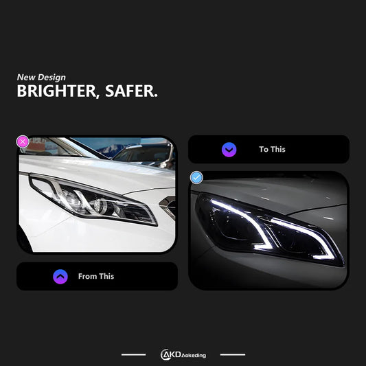 LED Headlight Assembly for Hyundai Sonata 9 2016-2017 – Integrated DRL &amp; Turn Signal Upgrade