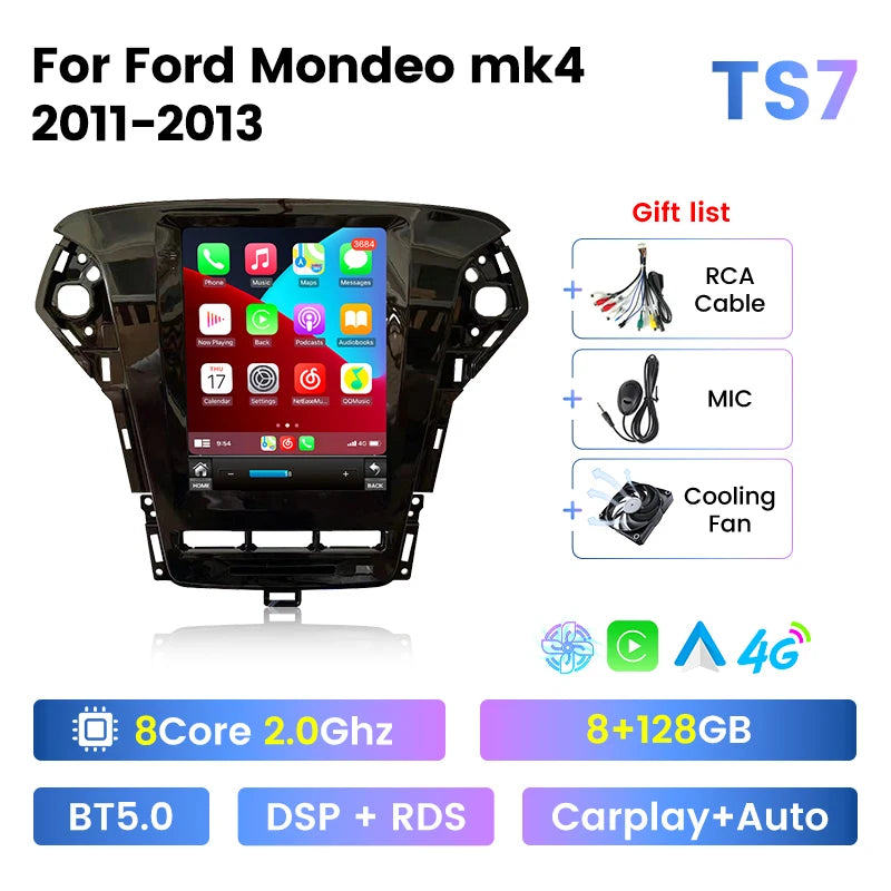 Mekede 9.7 Inch Android 13 GPS Navigation with Apple CarPlay &amp; Android Auto for Ford Mondeo 2011-2013