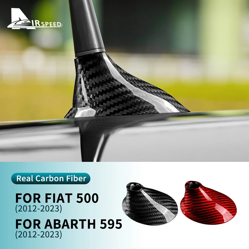Real Carbon Fiber Shark Fin Antenna Cover for Fiat 500 &amp; Abarth 595 (2012–2023)