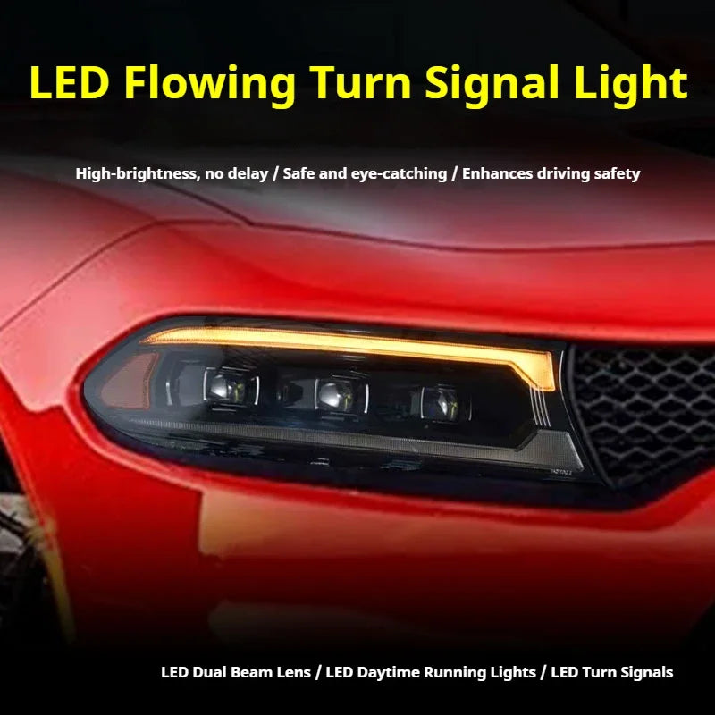 LED Projector Headlights for Dodge Charger 2015-2020 with Daytime Running Lights