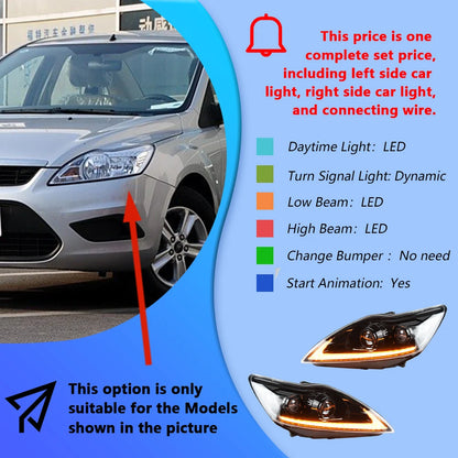 LED Demon Eyes Headlights for Ford Focus 2009-2011 – Projector Lens, Start-Up Animation & DRL