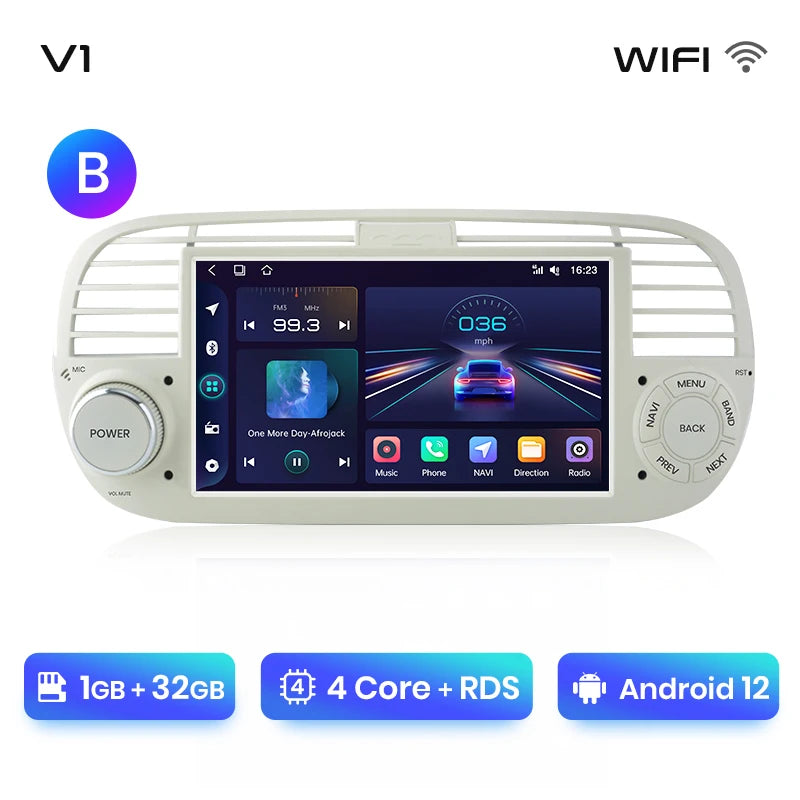 Junsun V1 7-Inch Android Car Stereo for Fiat 500 &amp; Abarth (2007-2015)