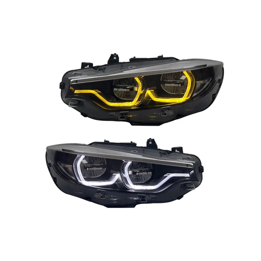 Ikon Style LED Headlights for BMW F32, F33, F36, F80 &amp; F82 M3/M4 | Yellow and White DRL