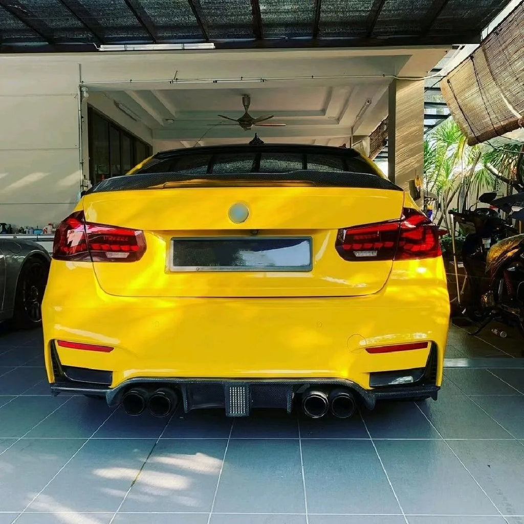 MP Style Carbon Fiber Rear Diffuser with LED Brake Light for BMW 3 Series F30 & F35 (2013–2018)