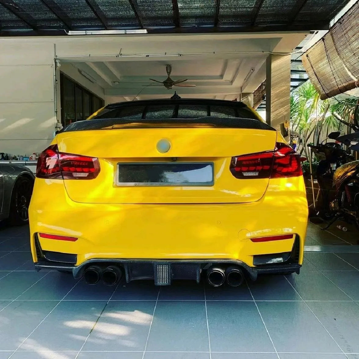 MP Style Carbon Fiber Rear Diffuser with LED Brake Light for BMW 3 Series F30 & F35 (2013–2018)
