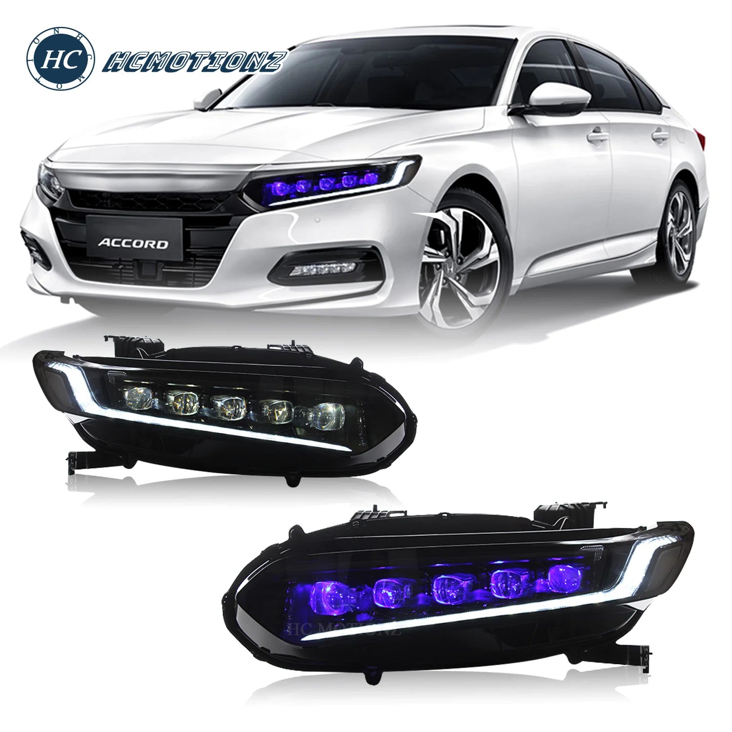 HCMOTIONZ Full LED Headlights for Honda Accord 10th Gen 2018-2022 – Sequential Turn Signals & Dynamic DRL